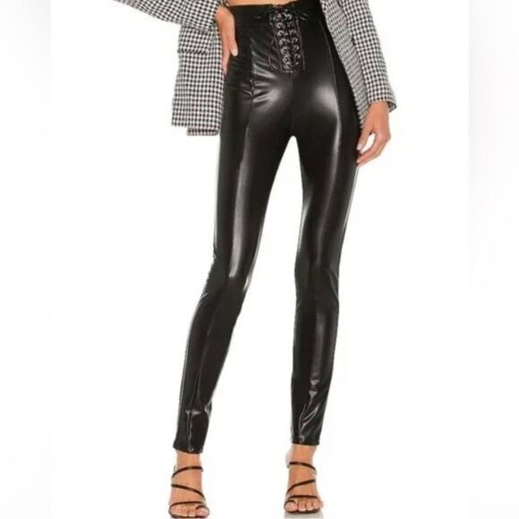 Majorelle Womens Lexa Legging Faux Leather Lace Up Sexy Punkcore Goth Small - Picture 2 of 6